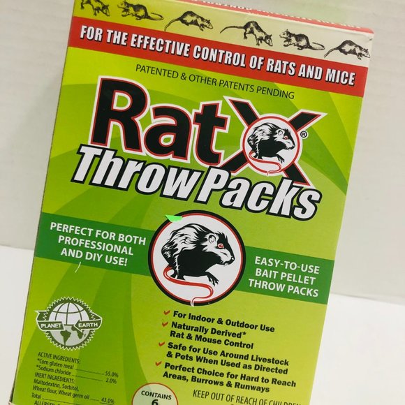 Rats Mice RatX Throw Packs Bait Pellets Pack of 6 Indoor Outdoor Made In The USA - Picture 1 of 5